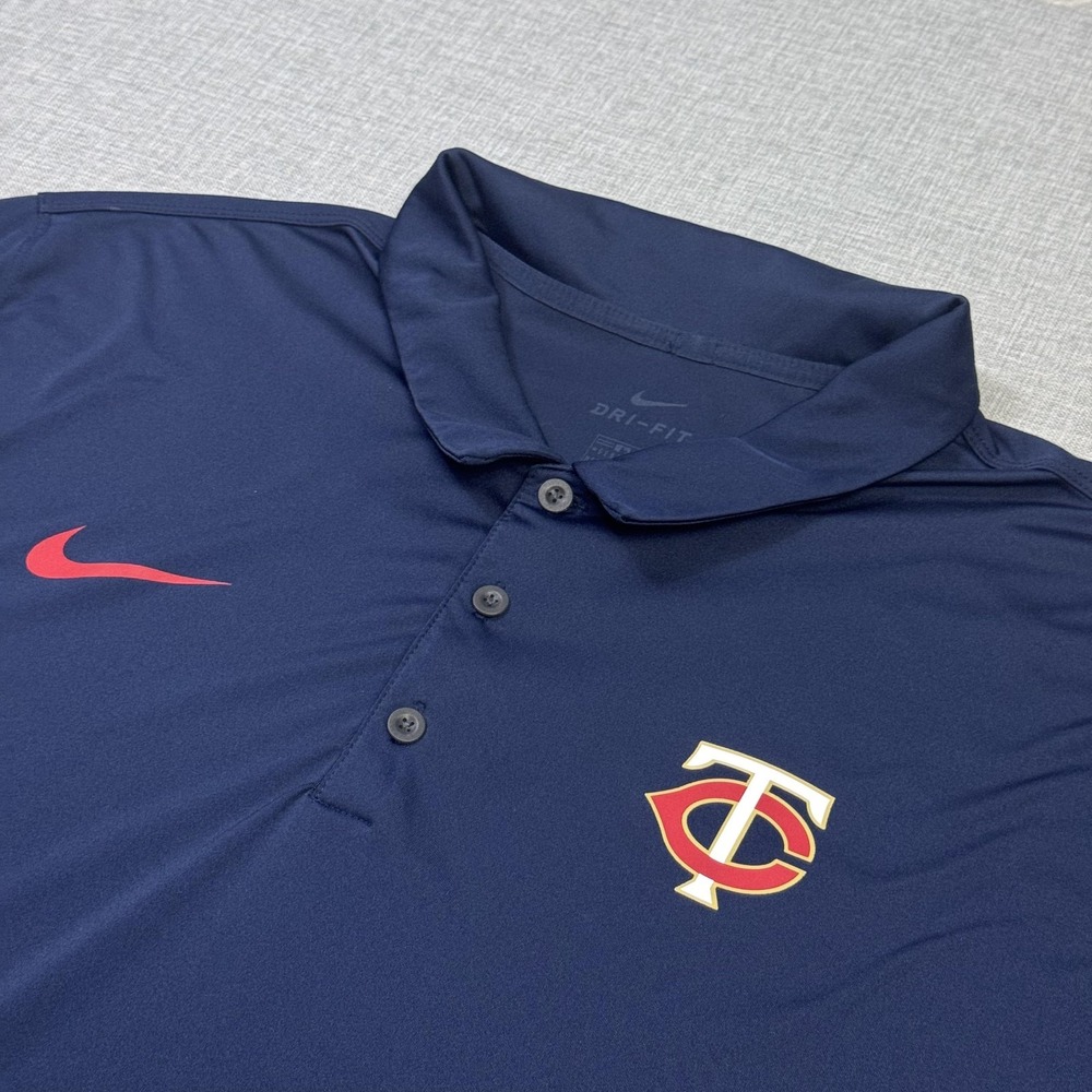 Nike Dri-Fit Minnesota Twins Polo Shirt Mens 3XL Blue MLB Baseball Short Sleeve